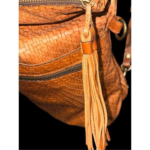 Unique Patricia Nash Brown Braided Leather Convertible Shoulder Bag backpack Ret - Picture 10 of 16
